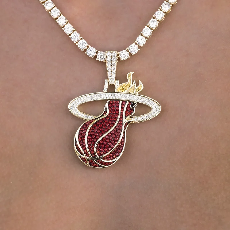 Shop Classic Women's  Necklaces & Pendants with a Modern Twist-Large Miami Heat Official NBA Logo Pendant