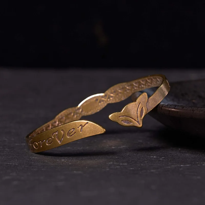 Minimalist Men's Bracelets-Buddha Stones Fox Head Copper Brass 'Love You Forever' Luck Self Care Bracelet Bangle Minimalist Men's Bracelets-Buddha Stones Fox Head Copper Brass 'Love You Forever' Luck Self Care Bracelet Bangle