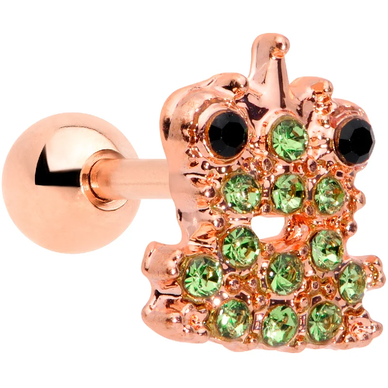 Women's Earrings – Elegant Designs for Every Personality--16 Gauge 1/4 Green Gem Rose Gold Tone Royal Frog Cartilage Tragus Women's Earrings – Elegant Designs for Every Personality--16 Gauge 1/4 Green Gem Rose Gold Tone Royal Frog Cartilage Tragus