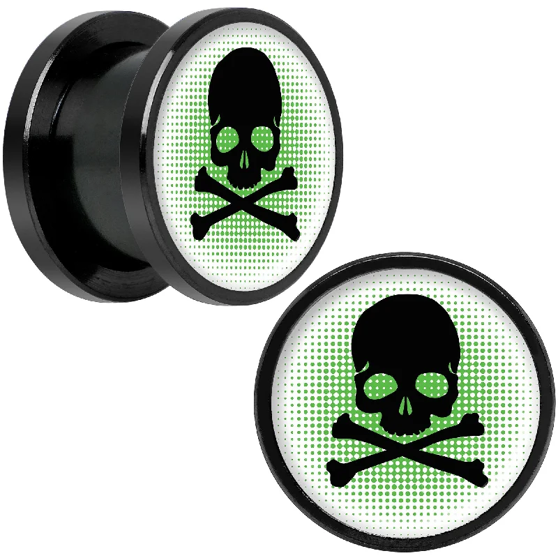 Women's Earrings – Elegant Designs for Every Personality--Green Black Skull Black Anodized Screw Fit Plug Set 1/2 Women's Earrings – Elegant Designs for Every Personality--Green Black Skull Black Anodized Screw Fit Plug Set 1/2