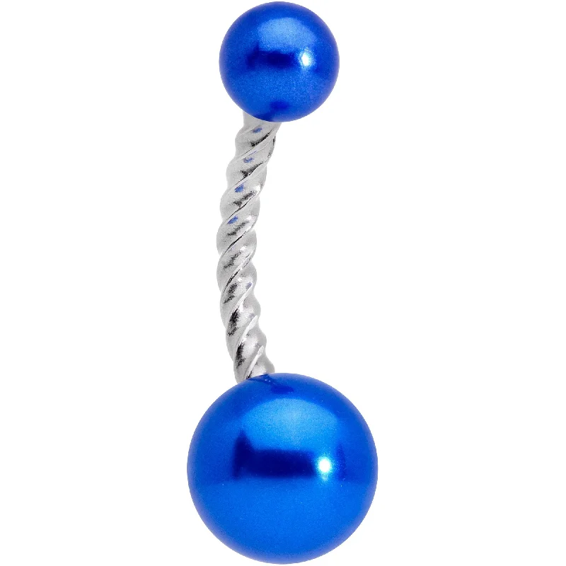 Belly Rings with Classic Design for Timeless Appeal -Blue Pearlescent Totally Twisted Belly Ring Belly Rings with Classic Design for Timeless Appeal -Blue Pearlescent Totally Twisted Belly Ring