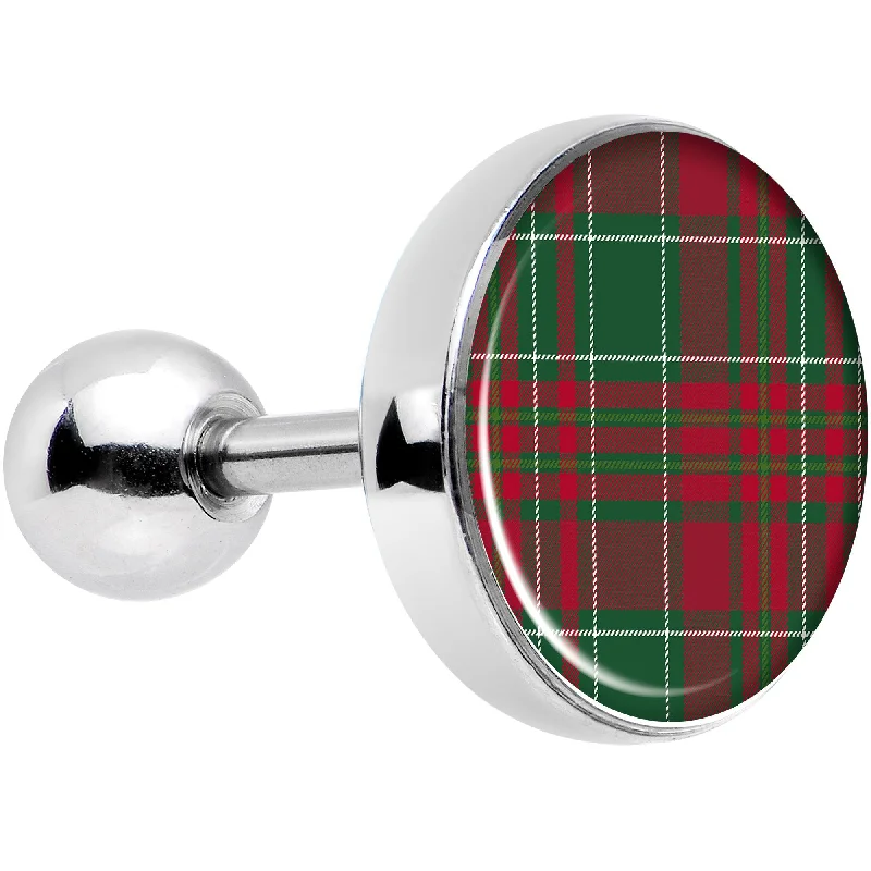 Women's Earrings – Elegant Designs for Every Personality--16 Gauge 1/4 Christmas Red Green Plaid Tragus Cartilage Earring Women's Earrings – Elegant Designs for Every Personality--16 Gauge 1/4 Christmas Red Green Plaid Tragus Cartilage Earring