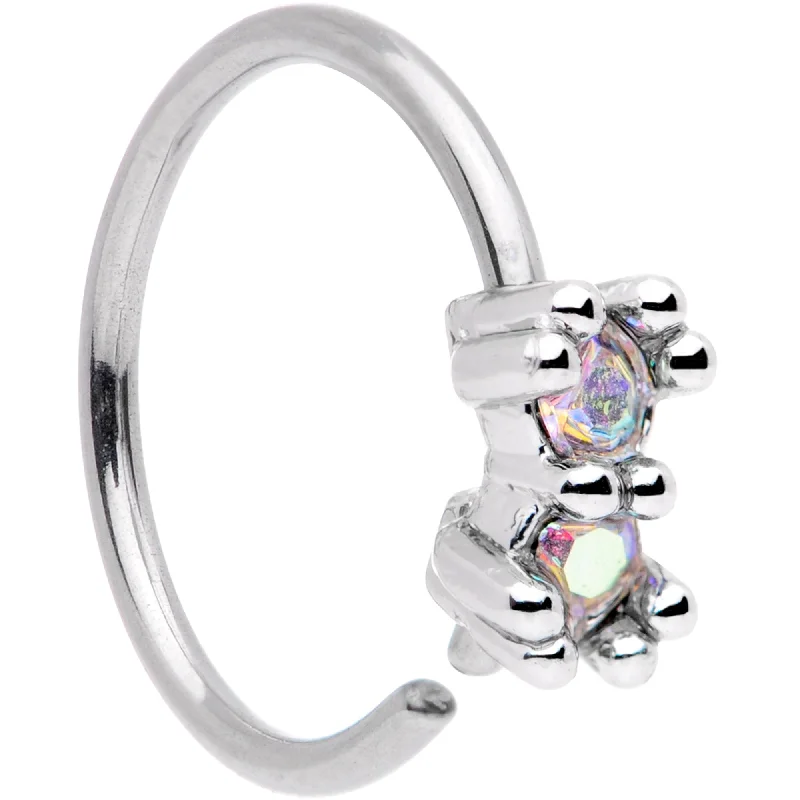 Nose Rings with Glitter -20 Gauge 5/16 Aurora Gem Duo Petite Nose Hoop