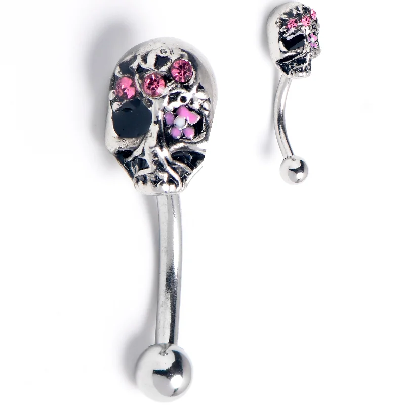 Women's Earrings – Elegant Designs for Every Personality--16 Gauge 5/16 Pink Gem Stylish Skull Curved Eyebrow Ring Women's Earrings – Elegant Designs for Every Personality--16 Gauge 5/16 Pink Gem Stylish Skull Curved Eyebrow Ring