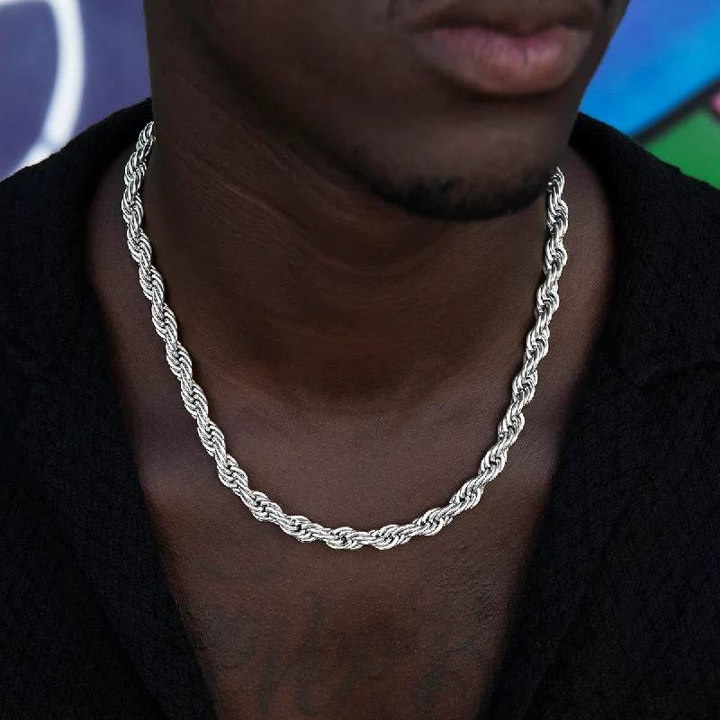 Exclusive Men's Necklaces & Pendants for the Modern Gentleman-Rope Chain in White Gold- 8mm Exclusive Men's Necklaces & Pendants for the Modern Gentleman-Rope Chain in White Gold- 8mm