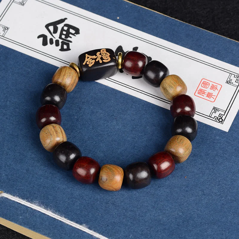 Men's Bracelets with Engravable Features-Buddha Stones Multicolored Green Sandalwood Ebony Wood Red Sandalwood Peace Bracelet Men's Bracelets with Engravable Features-Buddha Stones Multicolored Green Sandalwood Ebony Wood Red Sandalwood Peace Bracelet