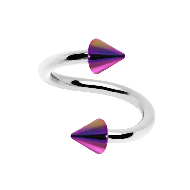 Women's Earrings – Elegant Designs for Every Personality--16 Gauge 5/16 Iridescent Rainbow Acrylic Cione Spiral Twister Ring