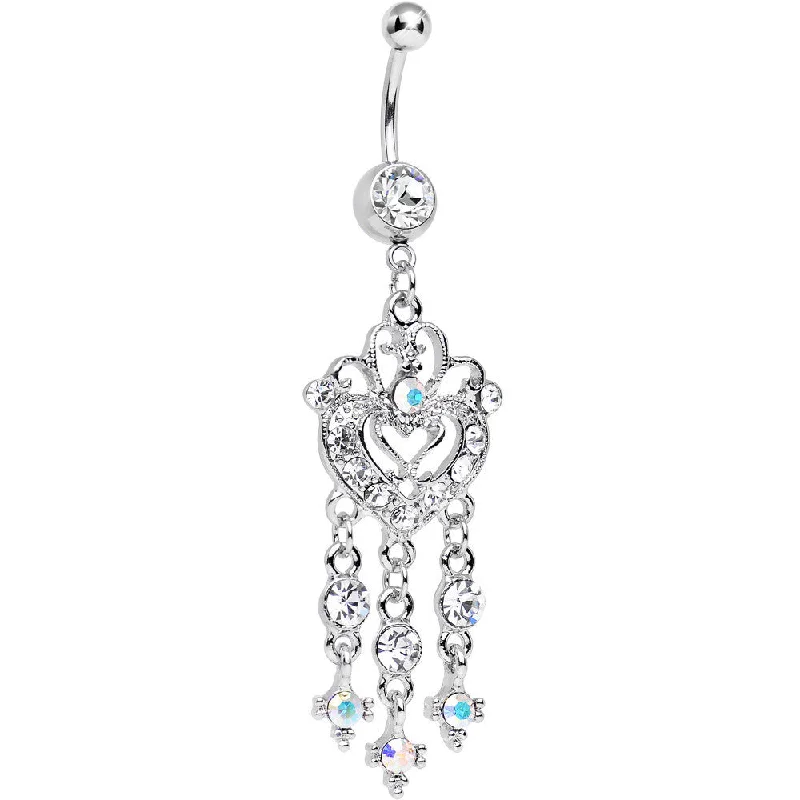 Comfortable Belly Rings with Bold Style -Clear Gem Always Ardent in Love Heart Chandelier Belly Ring Comfortable Belly Rings with Bold Style -Clear Gem Always Ardent in Love Heart Chandelier Belly Ring