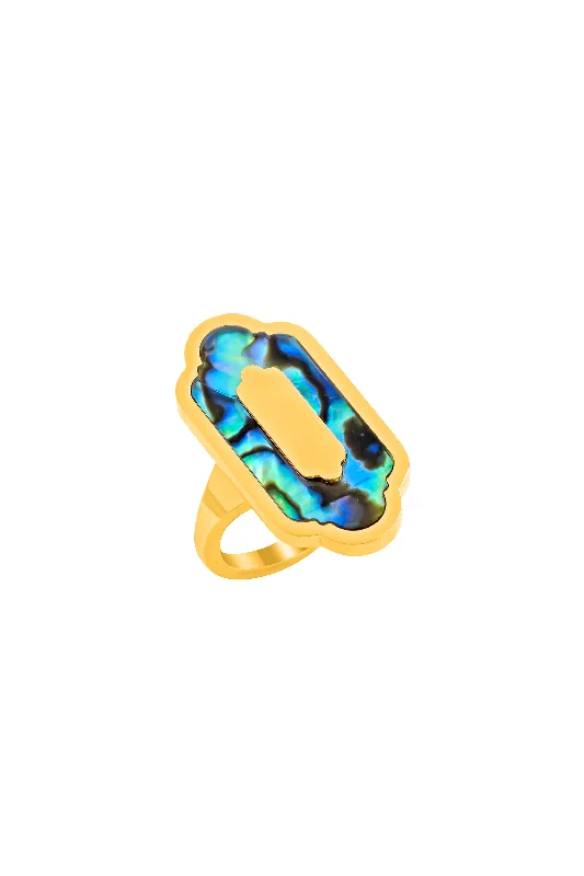 Chic Women's Rings for Fashion-Forward Looks-Blue Lagoon Abalone Ring