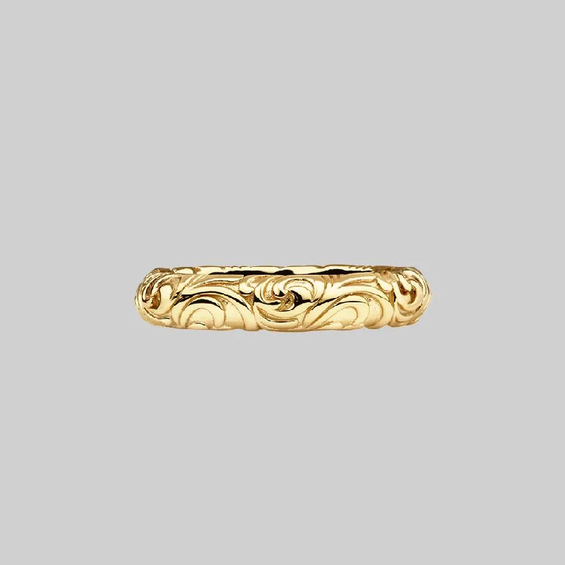 Chic Women's Rings for Fashion-Forward Looks-MAUD. Scroll Detail Band Ring - Gold