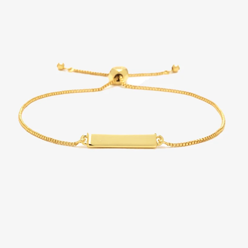 Women's Bangles with Floral Designs-Engravable Double-Sided Bar Bracelet