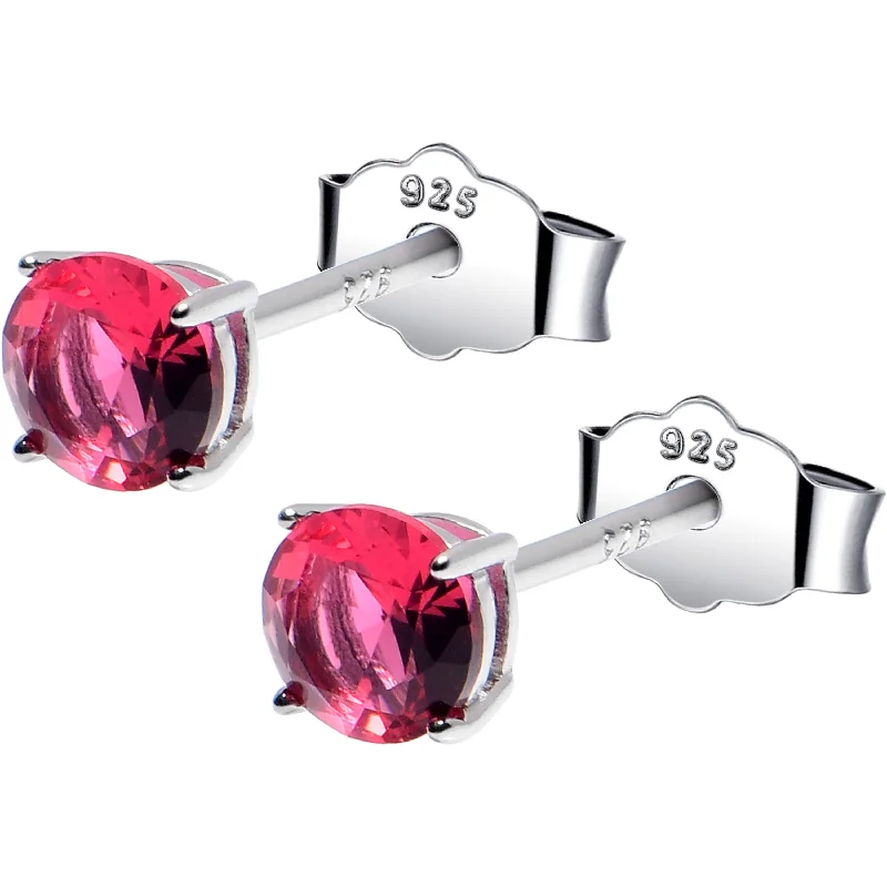 Women's Earrings – Elegant Designs for Every Personality--4mm CZ 925 Sterling Silver July Birthstone Stud Earrings