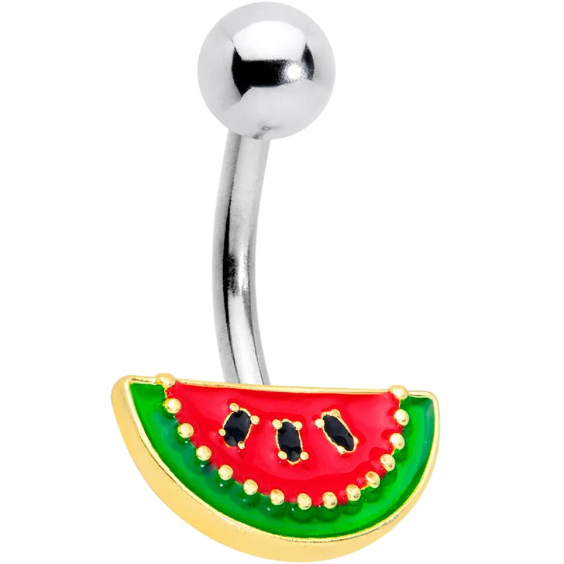 Beautiful Belly Rings with Gemstone Details -Red Green Tasty Fruit Watermelon Belly Ring Beautiful Belly Rings with Gemstone Details -Red Green Tasty Fruit Watermelon Belly Ring
