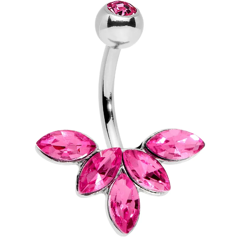Stunning Belly Rings for Bold Fashion Statements -Pink Gem Lovely Petal Flower Belly Ring Stunning Belly Rings for Bold Fashion Statements -Pink Gem Lovely Petal Flower Belly Ring
