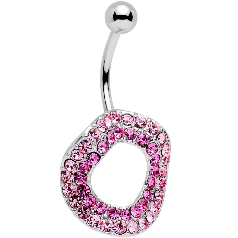 Beautiful Belly Rings with Gemstone Details -Pretty Pink Gem Stainless Steel Warped Ring Belly Ring Beautiful Belly Rings with Gemstone Details -Pretty Pink Gem Stainless Steel Warped Ring Belly Ring