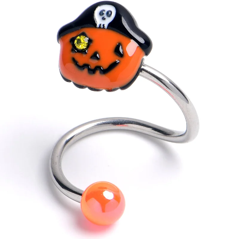Designer Belly Rings for Exclusive Fashion -Yellow Gem Orange Pirate Pumpkin Spiral Twister Belly Ring Designer Belly Rings for Exclusive Fashion -Yellow Gem Orange Pirate Pumpkin Spiral Twister Belly Ring