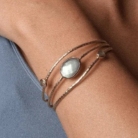 Silver-Plated Bangles for Women-Labradorite Golden or Silver Bracelet