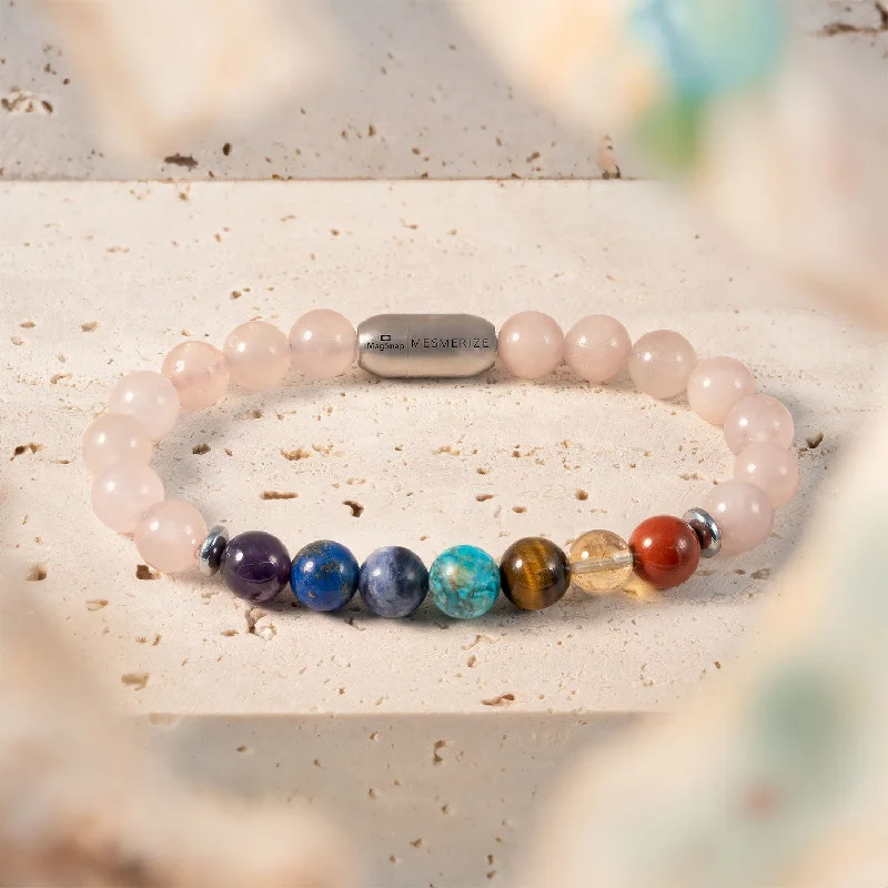 Engraved Stone Bracelets for Men-Solace Rose Quartz 7 Chakras Natural Stone Bracelet Engraved Stone Bracelets for Men-Solace Rose Quartz 7 Chakras Natural Stone Bracelet