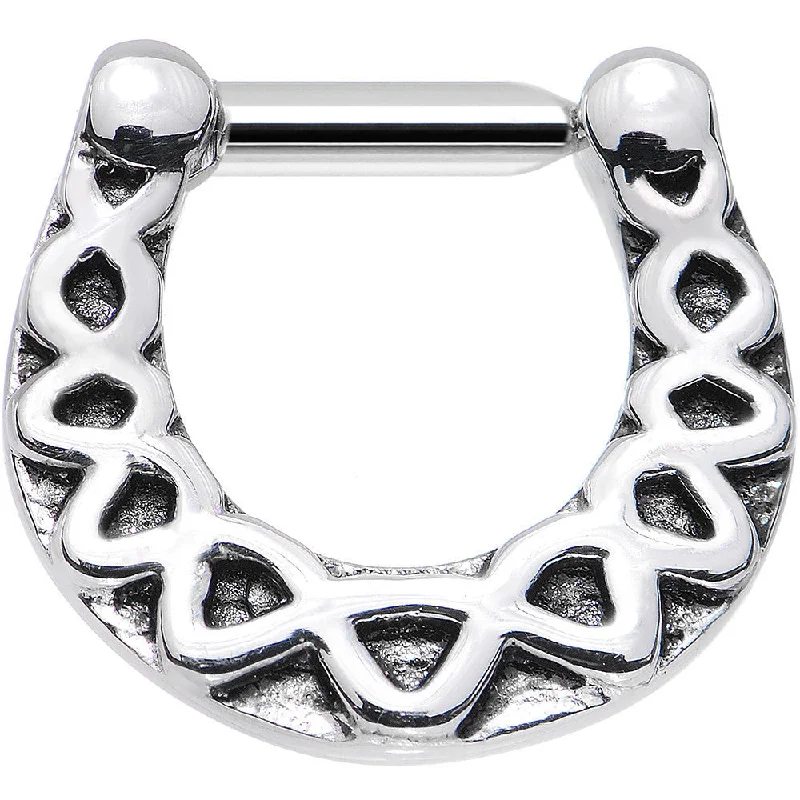 Stylish Nose Rings with Gemstone Accents -14 Gauge 1/4 Steel Trim Triangles Septum Clicker Stylish Nose Rings with Gemstone Accents -14 Gauge 1/4 Steel Trim Triangles Septum Clicker