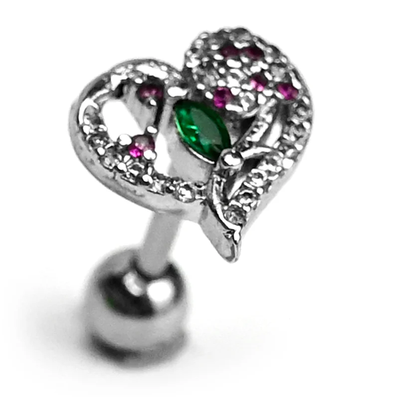 Women's Earrings – Elegant Designs for Every Personality--16 Gauge 1/4 Emerald Passion Gem Heart Cartilage Tragus Earring Women's Earrings – Elegant Designs for Every Personality--16 Gauge 1/4 Emerald Passion Gem Heart Cartilage Tragus Earring