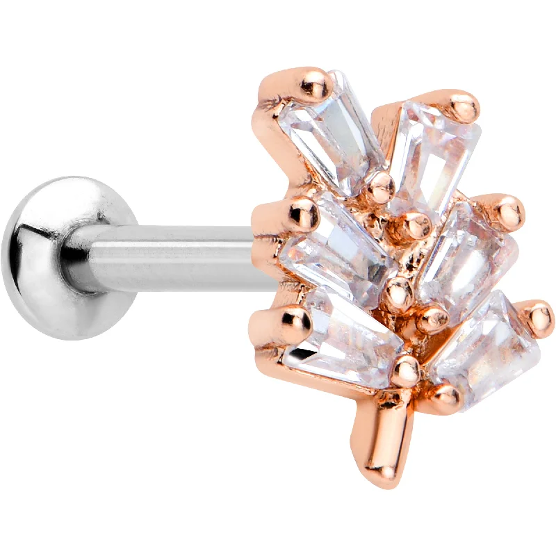 Bold Lip Rings with Gemstone Touch16 Gauge 5/16 Clear CZ Gem Leafy Rosy Branch Threadless Labret Tragus Bold Lip Rings with Gemstone Touch16 Gauge 5/16 Clear CZ Gem Leafy Rosy Branch Threadless Labret Tragus