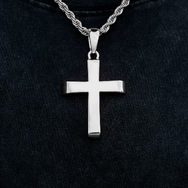 Exclusive Men's Necklaces & Pendants for the Modern Gentleman-Large Simple Cross Pendant in White Gold Exclusive Men's Necklaces & Pendants for the Modern Gentleman-Large Simple Cross Pendant in White Gold