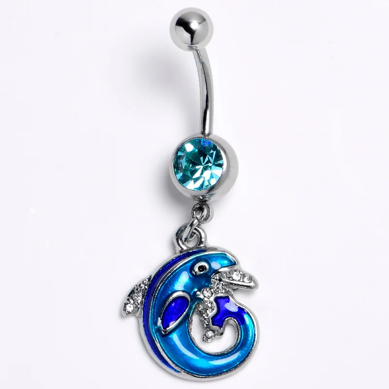 Trendy Belly Rings for Fashion-Loving Women -Blue Gem Dolphin Blue Beauty Dangle Belly Ring Trendy Belly Rings for Fashion-Loving Women -Blue Gem Dolphin Blue Beauty Dangle Belly Ring