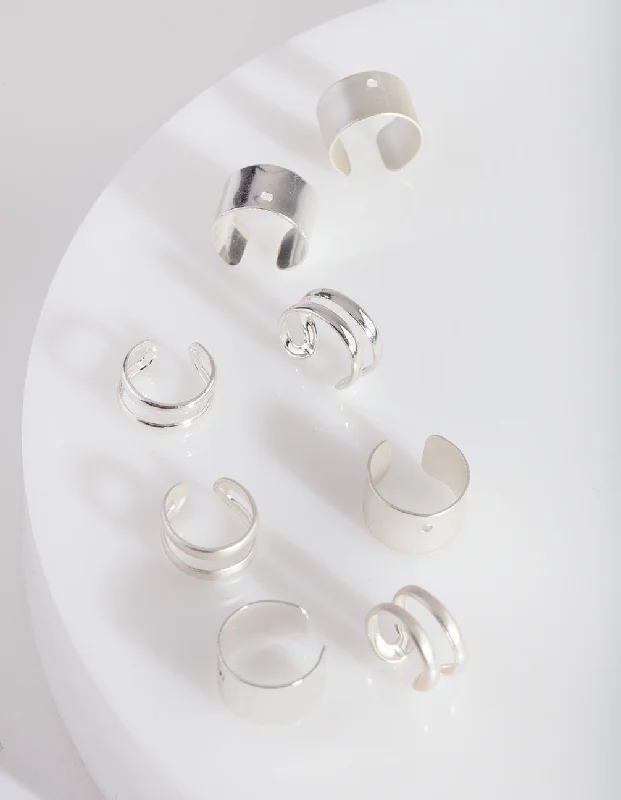 Women's Earrings – Elegant Designs for Every Personality--Silver Open Ear Cuff Pack