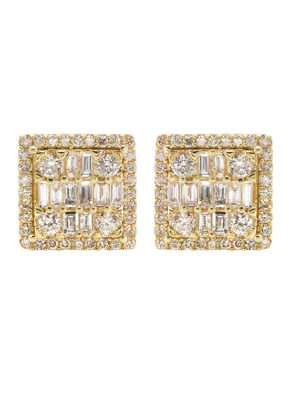 Shop Durable Men's Earrings for Everyday Wear-14K Yellow Gold Diamond Baguette Earrings For Men | 1.05 Carats | 4.23 Grams Shop Durable Men's Earrings for Everyday Wear-14K Yellow Gold Diamond Baguette Earrings For Men | 1.05 Carats | 4.23 Grams
