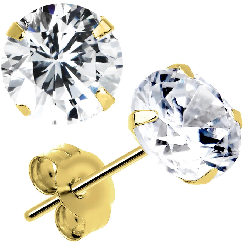 Women's Earrings – Elegant Designs for Every Personality--14kt Gold .47 Carat Cubic Zirconia Solitaire Stud Earrings