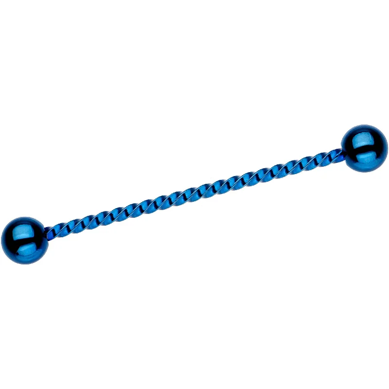 Women's Earrings – Elegant Designs for Every Personality--Blue IP Seriously Twisted Industrial Barbell Earring 38mm Women's Earrings – Elegant Designs for Every Personality--Blue IP Seriously Twisted Industrial Barbell Earring 38mm