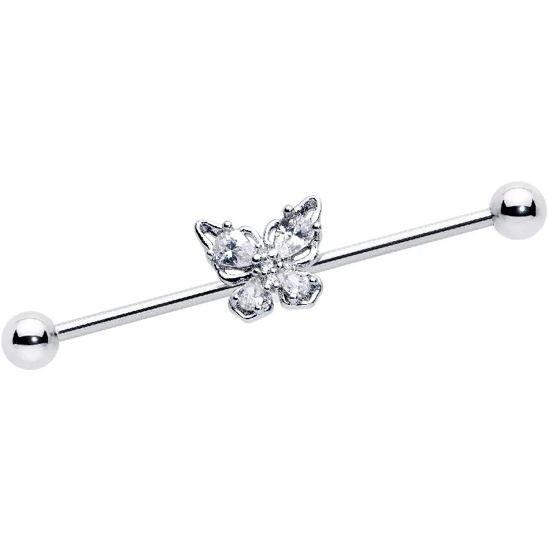 Women's Earrings – Elegant Designs for Every Personality--14 Gauge Clear Gem Baroque Beauty Butterfly Industrial Barbell 38mm Women's Earrings – Elegant Designs for Every Personality--14 Gauge Clear Gem Baroque Beauty Butterfly Industrial Barbell 38mm