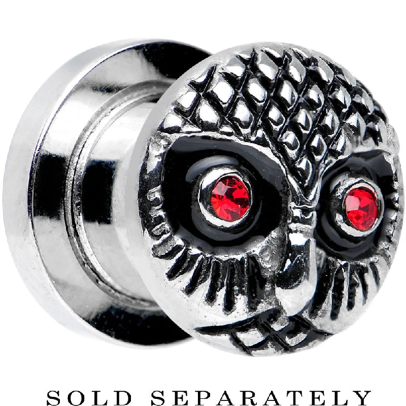 Women's Earrings – Elegant Designs for Every Personality--0 Gauge Red Gem Eyes Stainless Steel Thoughtful Owl Screw Fit Plug Women's Earrings – Elegant Designs for Every Personality--0 Gauge Red Gem Eyes Stainless Steel Thoughtful Owl Screw Fit Plug