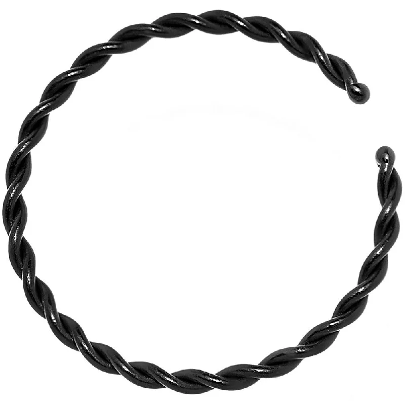 Nose Rings for Yoga and Meditation -20 Gauge 3/8 Black IP Annealed Steel Seamless Braided Circular Ring Nose Rings for Yoga and Meditation -20 Gauge 3/8 Black IP Annealed Steel Seamless Braided Circular Ring