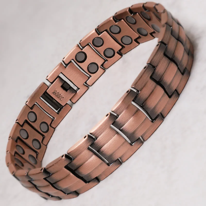 Personalized Gemstone Bracelets for Men-Vintage Magnetic Solid Copper Cuff Bracelet Bangle Personalized Gemstone Bracelets for Men-Vintage Magnetic Solid Copper Cuff Bracelet Bangle