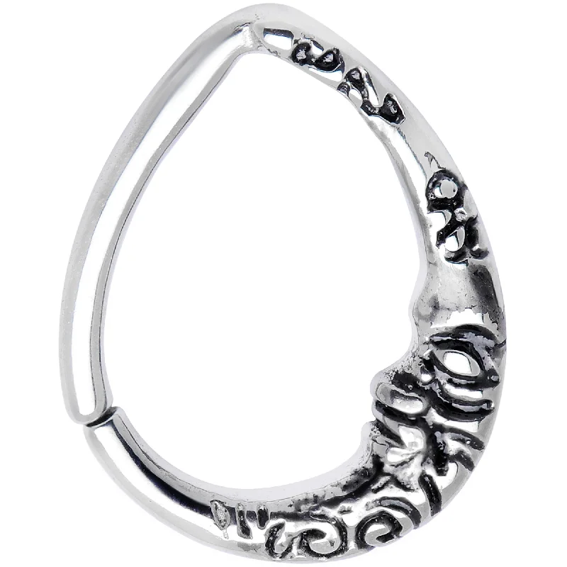 Women's Earrings – Elegant Designs for Every Personality--16 Gauge 1/2 Man in the Crescent Moon Teardrop Closure Ring