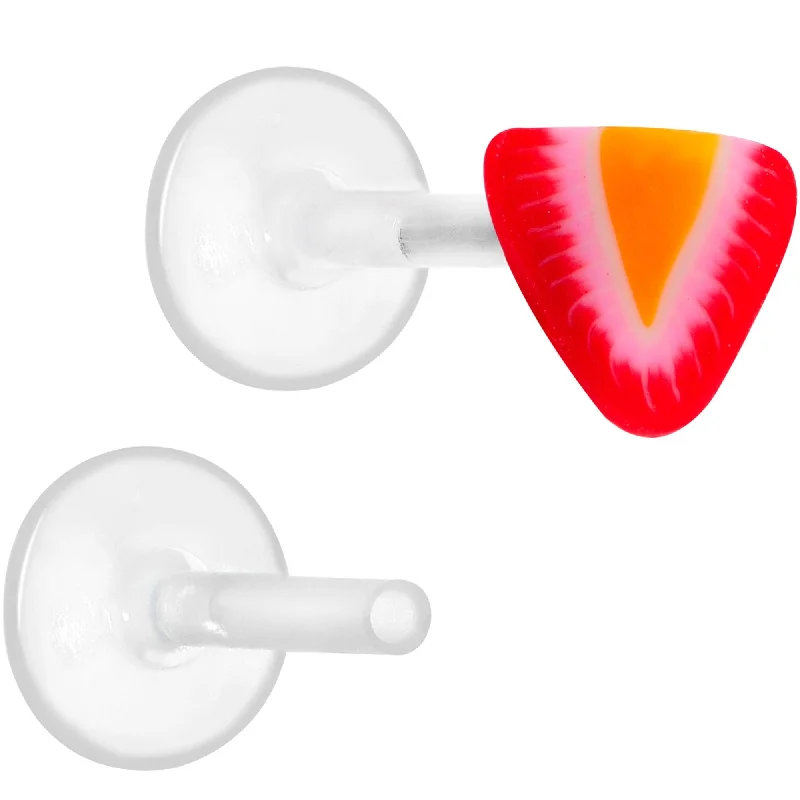 Women's Earrings – Elegant Designs for Every Personality--Handmade 1/4 5/16 Bioplast Red Strawberry Push In Cartilage Earring