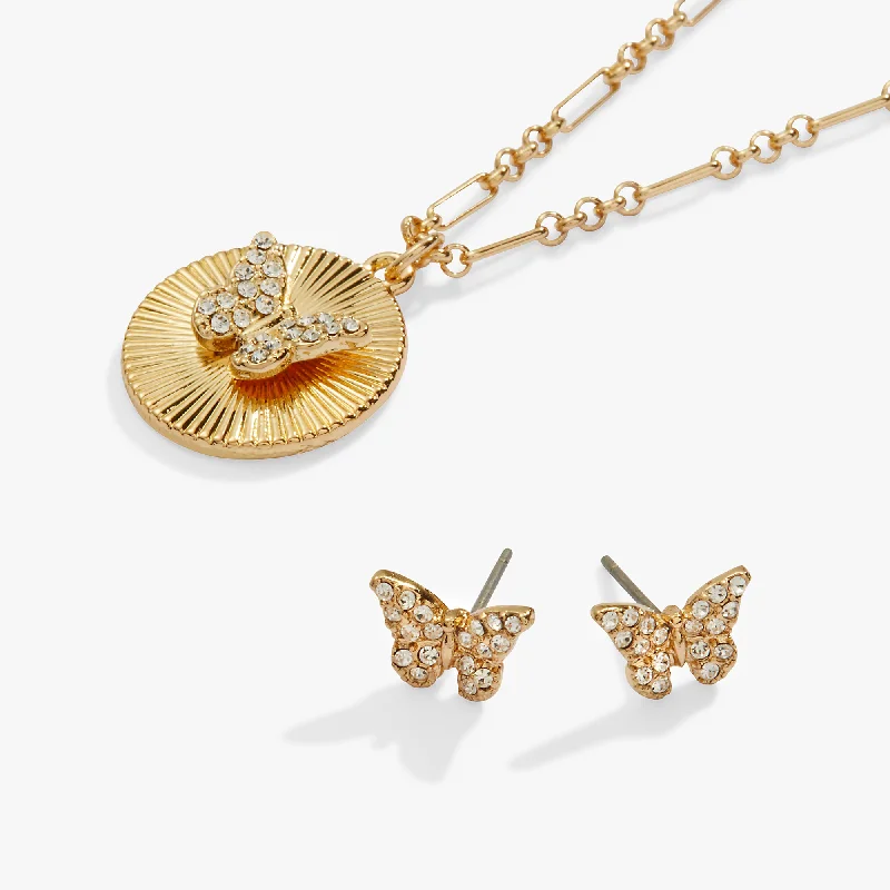 Shop Classic Women's Necklaces & Pendants with a Modern Twist-Butterfly Charm Necklace and Stud Earring Gift Set Shop Classic Women's Necklaces & Pendants with a Modern Twist-Butterfly Charm Necklace and Stud Earring Gift Set