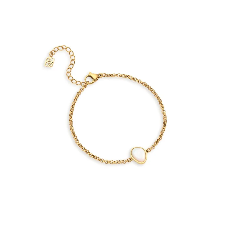 Stylish Braided Bangle Bracelets for Women-Organic Moonstone Bracelet (Gold)