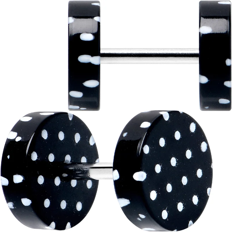 Women's Earrings – Elegant Designs for Every Personality--16 Gauge Black Acrylic Polka Dots White Cheater Plug Set