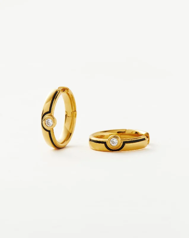 Women's Earrings – Elegant Designs for Every Personality--Enamel & Stone Byline Small Hoop Earrings | 18k Gold Plated Vermeil/Cubic Zirconia Women's Earrings – Elegant Designs for Every Personality--Enamel & Stone Byline Small Hoop Earrings | 18k Gold Plated Vermeil/Cubic Zirconia