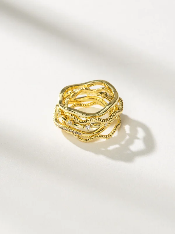 Chic Women's Rings for Fashion-Forward Looks-Vintage 5 Layered Ring Set