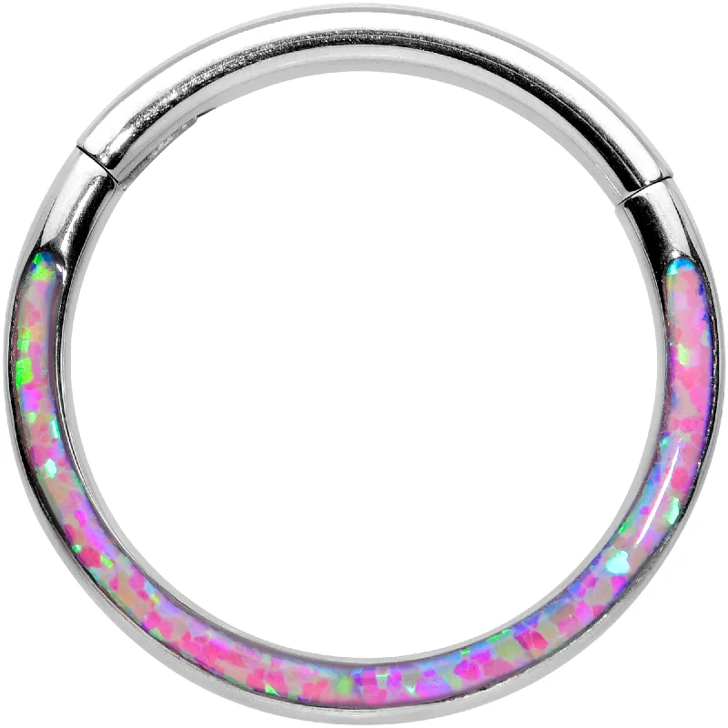 Stylish Nose Rings with Simple Designs -16 Gauge 3/8 Purple Synthetic Opal Wider Curve Hinged Segment Ring Stylish Nose Rings with Simple Designs -16 Gauge 3/8 Purple Synthetic Opal Wider Curve Hinged Segment Ring