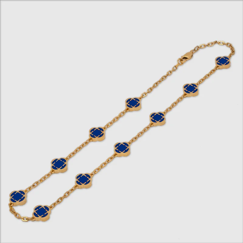 Exclusive Men's Necklaces & Pendants for the Modern Gentleman-Blue Clover Stone Necklace (Gold) Exclusive Men's Necklaces & Pendants for the Modern Gentleman-Blue Clover Stone Necklace (Gold)