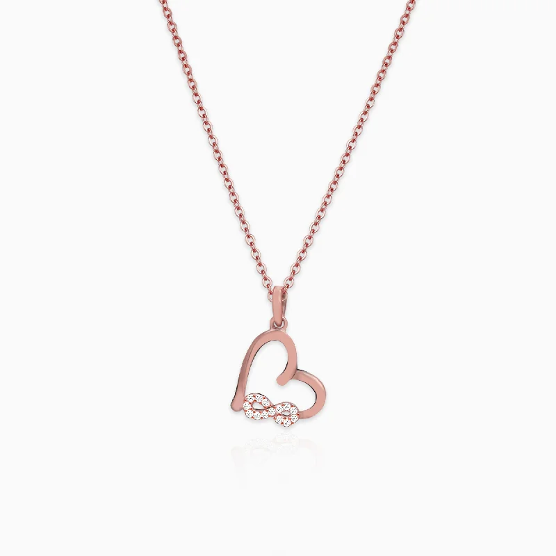 Shop Classic Women's  Necklaces & Pendants with a Modern Twist-Rose Gold Infinity Heart Pendant with Link Chain