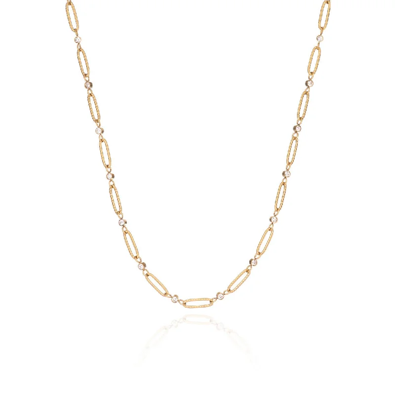 Shop Classic Women's Necklaces & Pendants with a Modern Twist-Crystal Paperclip Chain Necklace (Gold) Shop Classic Women's Necklaces & Pendants with a Modern Twist-Crystal Paperclip Chain Necklace (Gold)