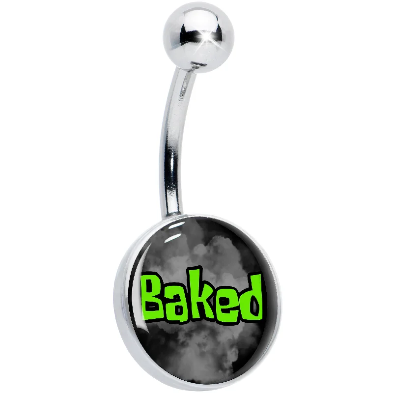 Trendy Belly Rings for Fashion-Lovers -Logo Baked Stoner Belly Ring