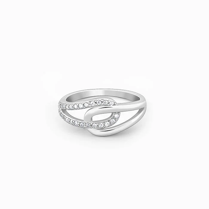 Chic Women's Rings for Fashion-Forward Looks-Silver Convergence Ring