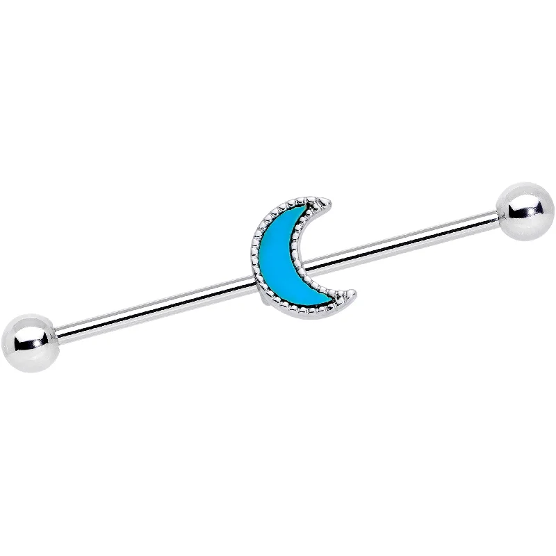 Women's Earrings – Elegant Designs for Every Personality--14 Gauge Faux Turquoise Crescent Moon Industrial Barbell 38mm Women's Earrings – Elegant Designs for Every Personality--14 Gauge Faux Turquoise Crescent Moon Industrial Barbell 38mm