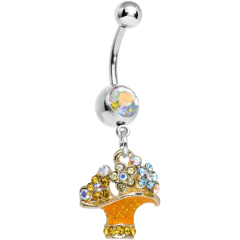 Comfortable Belly Rings with Creative Design -Aurora Gem Beautiful Bunch of Daisy Flowers Dangle Belly Ring Comfortable Belly Rings with Creative Design -Aurora Gem Beautiful Bunch of Daisy Flowers Dangle Belly Ring